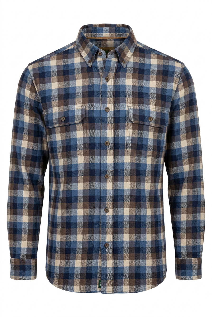 Legendary Whitetails Flannel Shirt Mens Blue Brown Plaid Button Down Outdoor